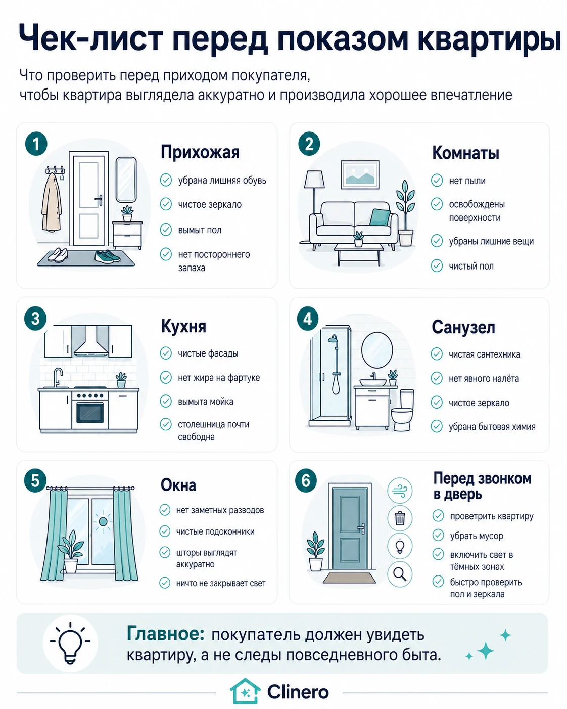 Чек-лист подготовки квартиры перед показом покупателю