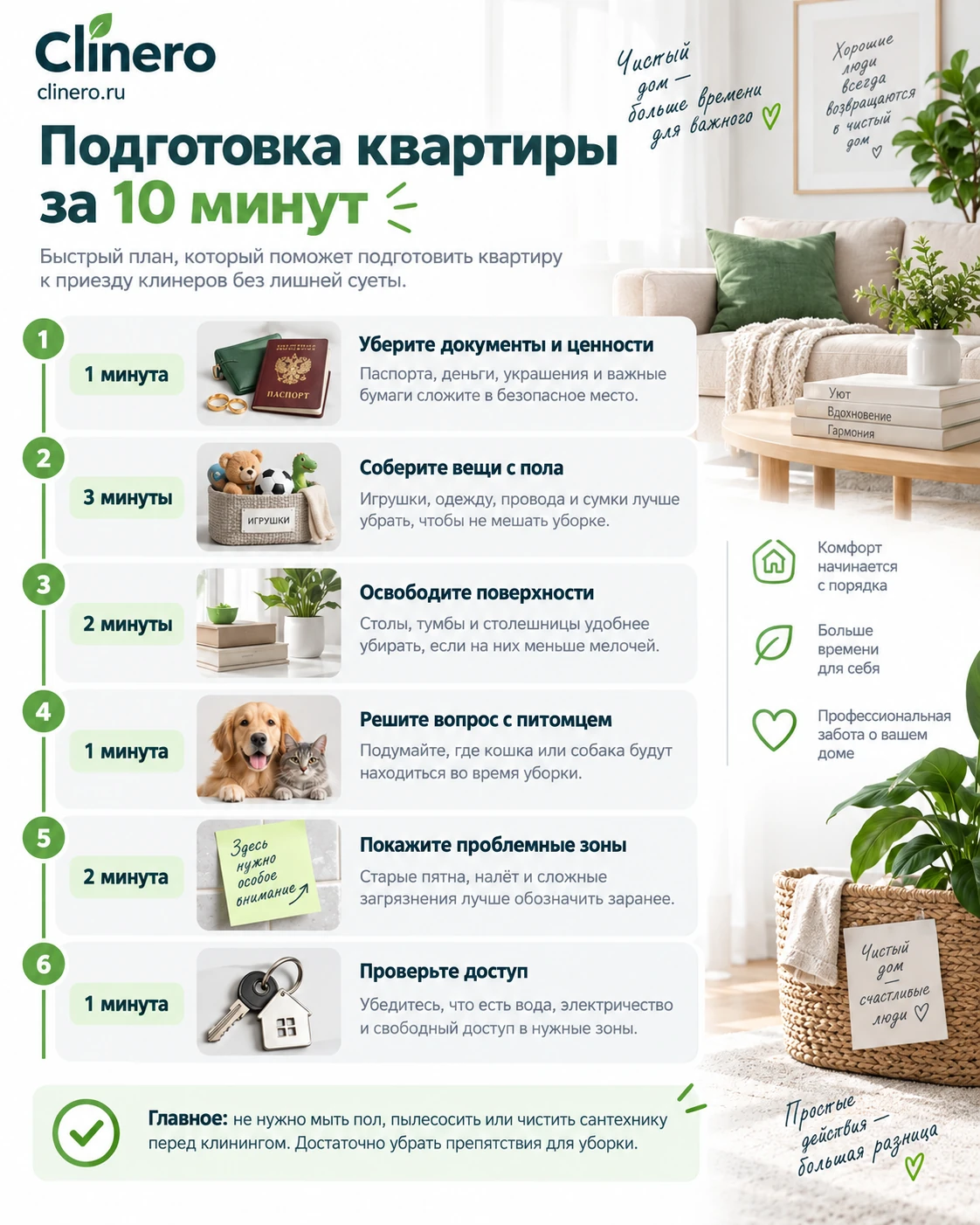 Подготовка квартиры к приезду клинеров за 10 минут