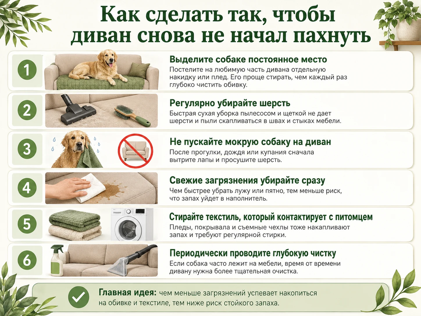 Как предотвратить повторное появление запаха собаки на диване