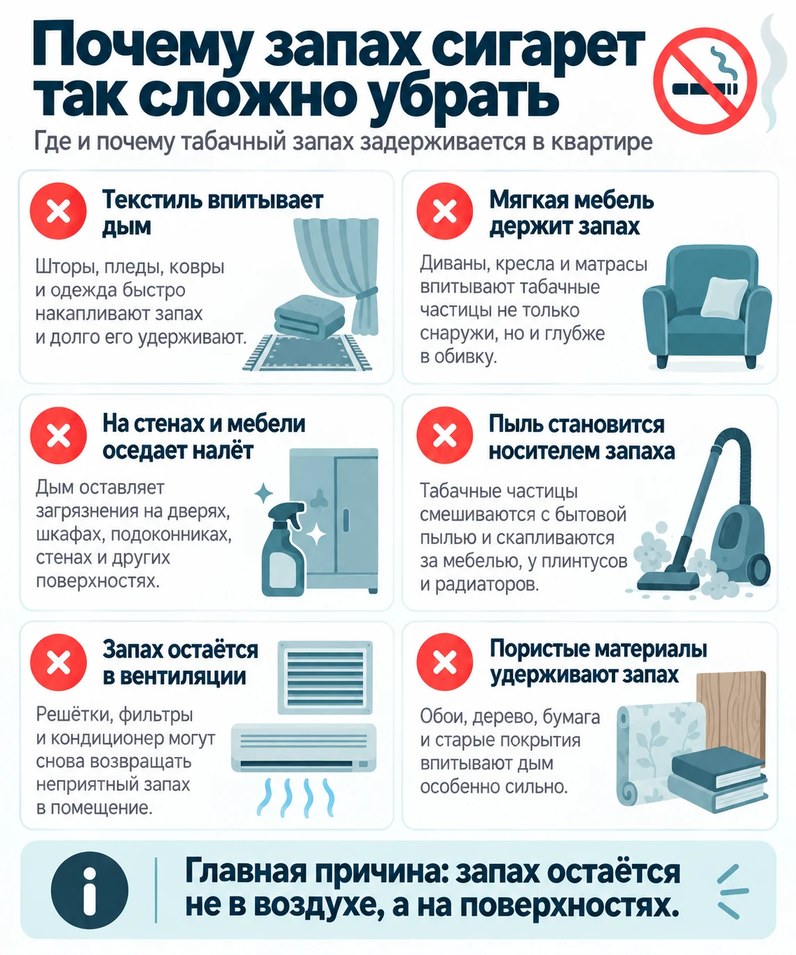 Почему запах сигарет так сложно убрать из квартиры