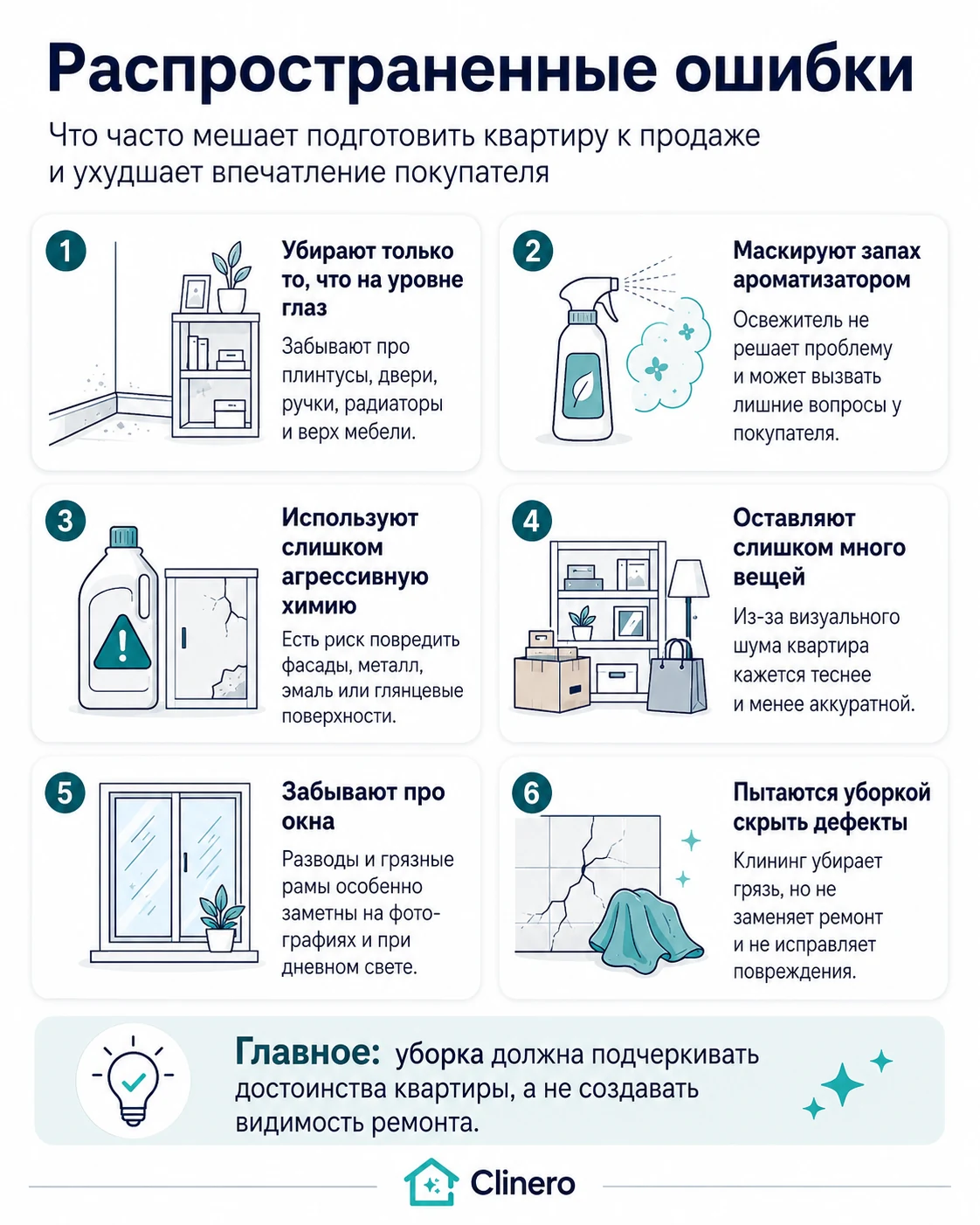 Распространенные ошибки при уборке квартиры перед продажей