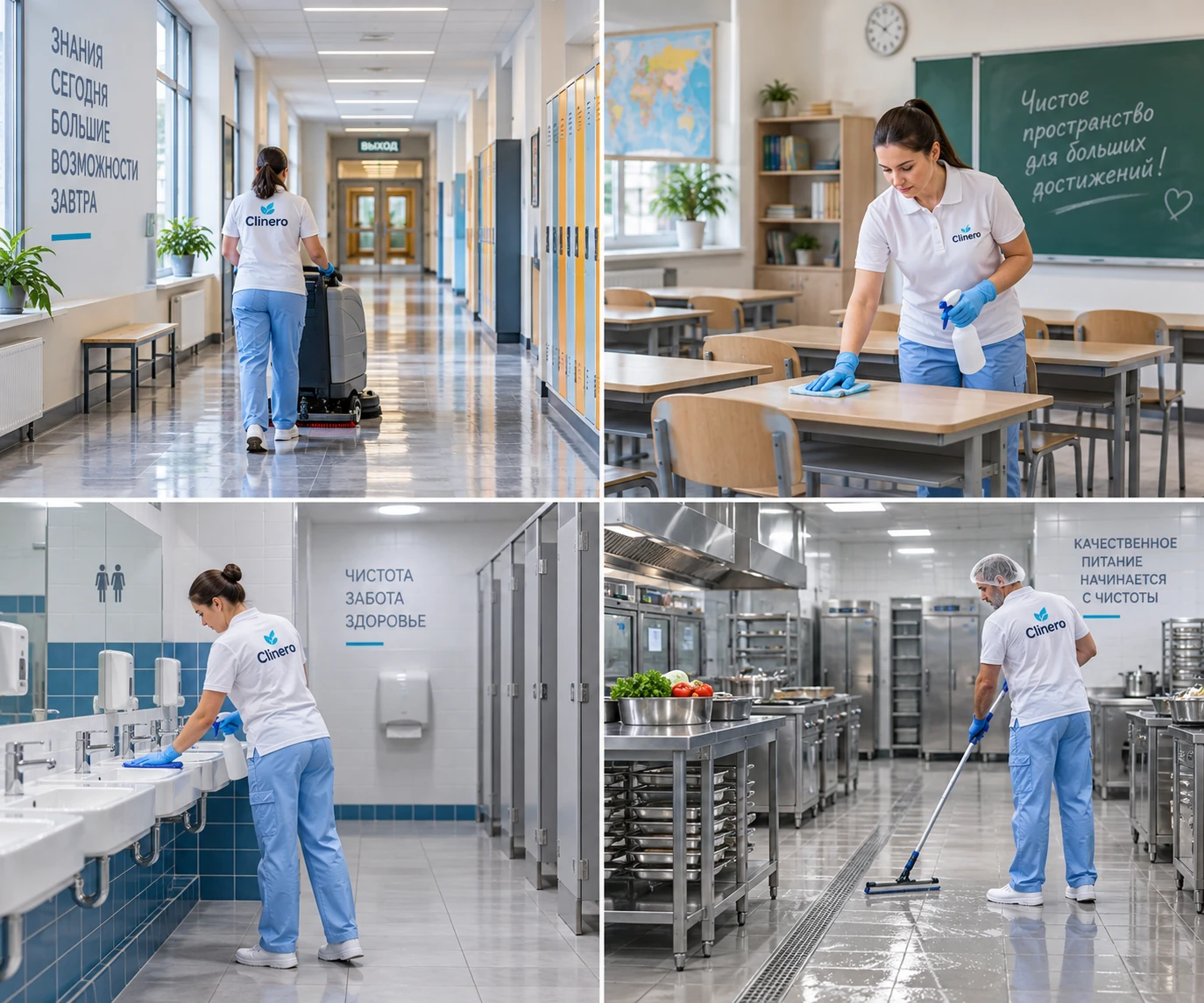 Уборка школы командой Clinero