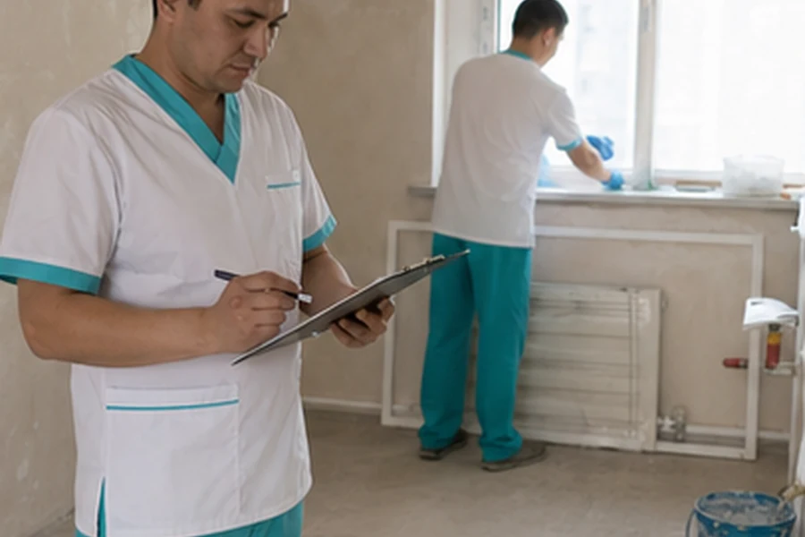 Специалист Clinero выполняет химчистку мягкой мебели